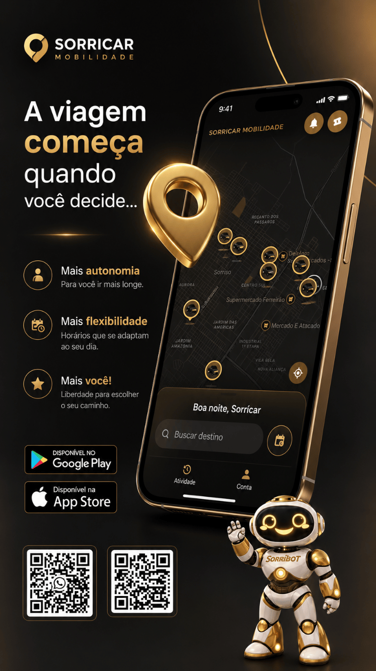 Aplicativo Sorricar em um smartphone